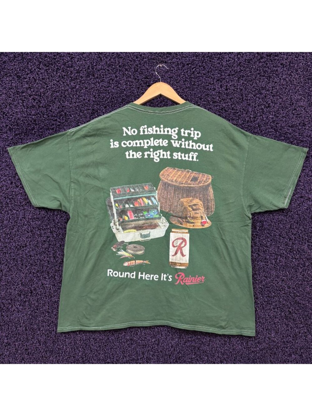 Rainier Beer No Fishing Trip is Complete without T-Shirt Size 2X
